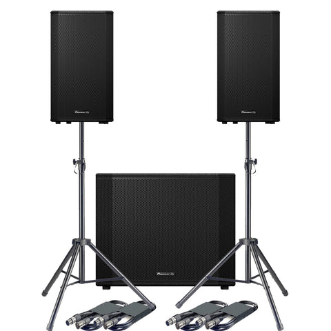 Pioneer DJ XPRS122 + XPRS1182ST + Tripod Stands & Leads Bundle Deal