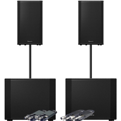 Pioneer DJ 2x XPRS152 + 2x XPRS1182ST + Poles & Leads Bundle Deal