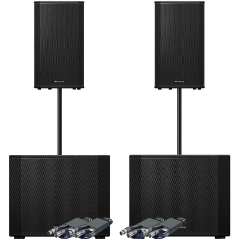 Pioneer DJ 2x XPRS152 + 2x XPRS1182ST + Poles & Leads Bundle Deal