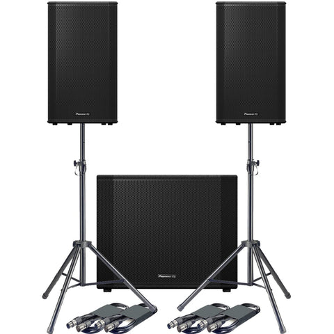Pioneer DJ XPRS152 + XPRS1182ST + Tripod Stands & Leads Bundle Deal