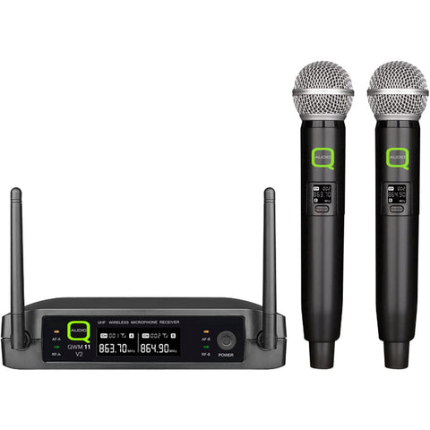 Q-Audio QWM 11 V2 863.7/864.9 MHz, Dual UHF Wireless Handheld Microphone System