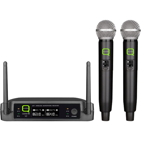 Q-Audio QWM 11 V2 863.1/864.1 MHz, Dual UHF Wireless Handheld Microphone System