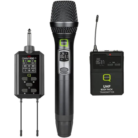 Q-Audio QWM 1900 V2 HH + BP System, Dual Handheld + Beltpack Wireless System