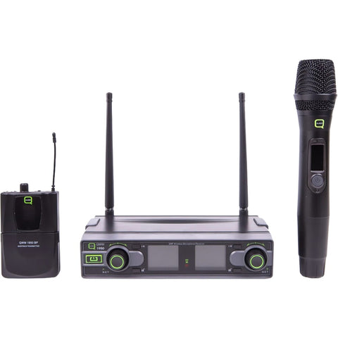 Q-Audio QWM 1950 HH + BP 606-614 MHz, UHF Dual Channel Antenna Diversity Handheld + Beltpack Wireless System (PMSE Licence Required)