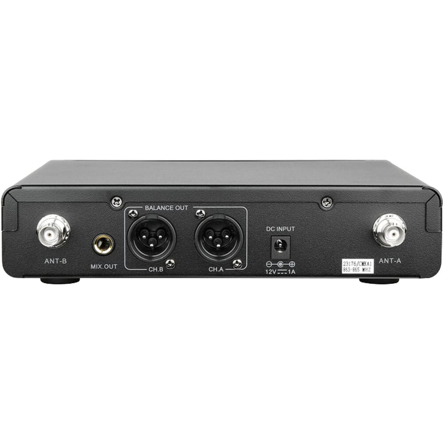 Q-Audio QWM 1960 V3 BP 863-865 MHz, UHF Dual Channel True Diversity Belt Pack Wireless Mic System