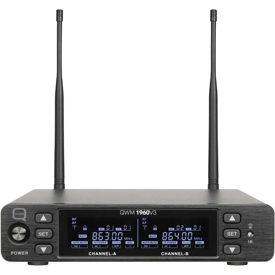 Q-Audio QWM 1960 V3 HH 863-865 MHz, UHF Dual Channel True Diversity Dual Handheld Wireless Mic System