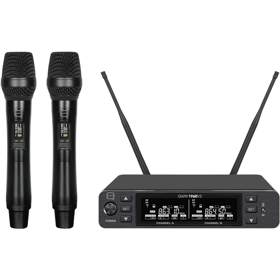 Q-Audio QWM 1960 V3 HH 606-614 MHz, UHF Dual Channel True Diversity Dual Handheld Wireless Mic System (PMSE Licence Required)