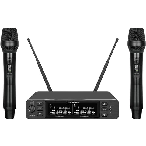 Q-Audio QWM 1960 V3 HH 606-614 MHz, UHF Dual Channel True Diversity Dual Handheld Wireless Mic System (PMSE Licence Required)