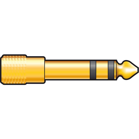 QTX 3.5mm MiniJack (Female Socket) to 6.3mm Jack (Male Pin) Adaptor (Gold)