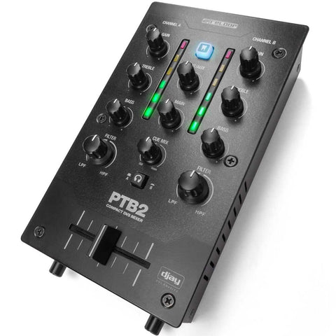 Reloop PTB-2, Portable USB-C Powered 2-Channel DJ Mixer with DVS & Bluetooth Interface