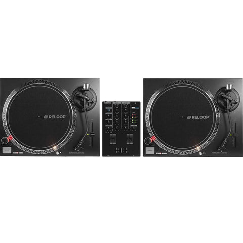 Reloop RP2000 MK4 Black Turntables + RMX-10 BT Mixer Bundle Deal