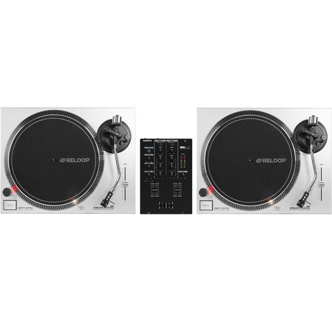 Reloop RP2000 MK4 Silver Turntables + RMX-10 BT Mixer Bundle Deal