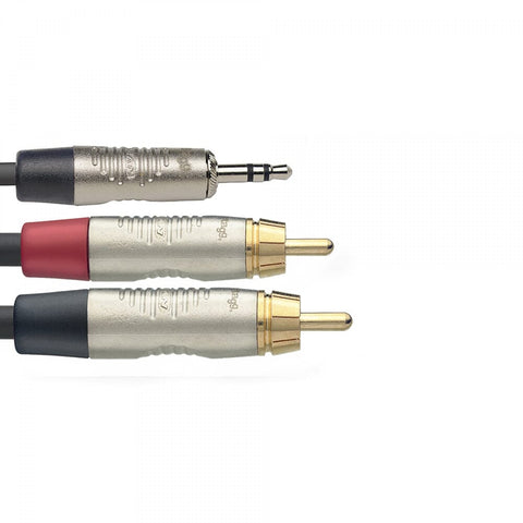 Stagg Mini Jack - Split RCA 3 Metre Pro Audio Cable (NYC3MPS2CMR)
