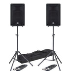 Yamaha DBR 10 Active PA Speakers + Tripod Stands & Leads Bundle