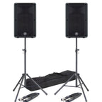 Yamaha DBR 12 Active PA Speakers + Tripod Stands & Leads Bundle