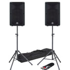 Yamaha DBR 12 Active PA Speakers + Tripod Stands & Leads Bundle