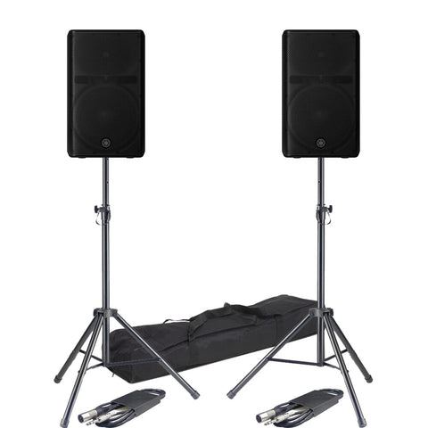 Yamaha DXR 12 MK3, Active PA Speakers with Bluetooth + Stands & Leads Bundle Deal