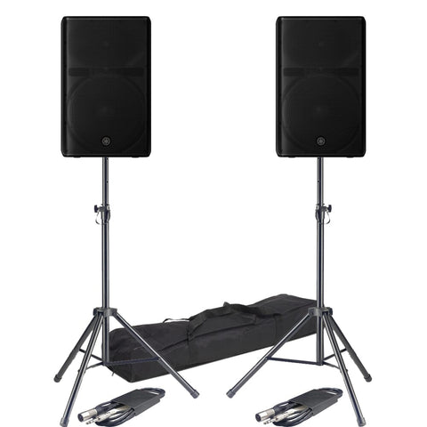Yamaha DXR 15 MK3, Active PA Speakers with Bluetooth + Stands & Leads Bundle Deal