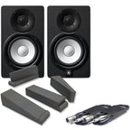 Yamaha HS5 Black Active Studio Monitors, Isolation Pads & Leads Bundle