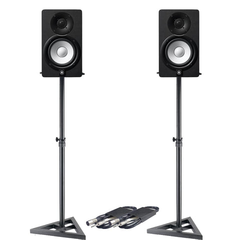 Yamaha HS5 Black Active Studio Monitors + Stands & Leads