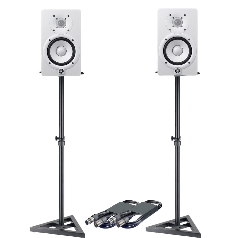 Yamaha HS5 White + Stands & Leads - The Disc DJ Store