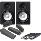 Yamaha HS7 Black Active Studio Monitors, Isolation Pads & Leads Bundle