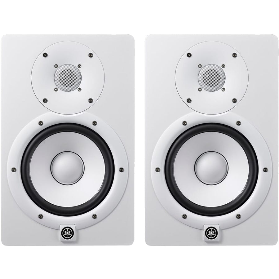Yamaha HS7 White Active Studio Monitors + Stands & Leads