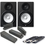 Yamaha HS8 Black Active Studio Monitors, Isolation Pads & Leads Bundle