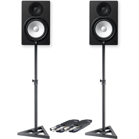 Yamaha HS8 Black Active Studio Monitors + Stands & Leads