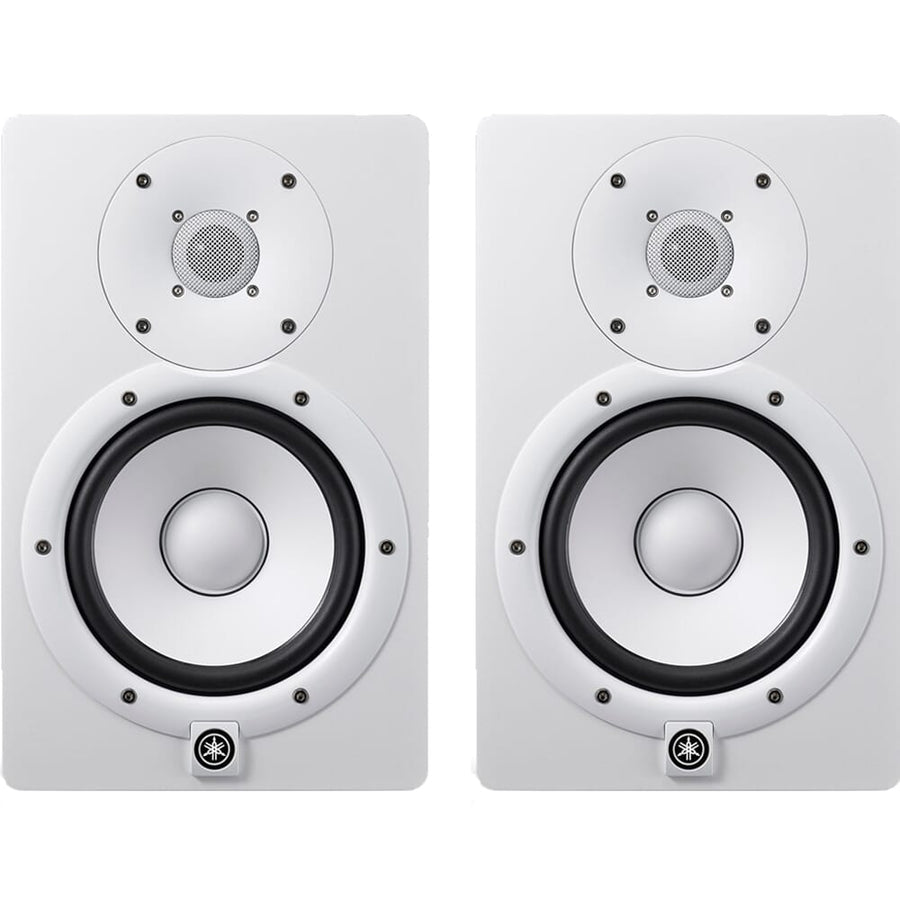 Yamaha HS8 White Active Studio Monitors + Stands & Leads