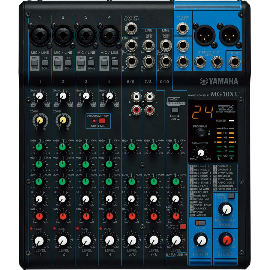 Yamaha MG10XU 10 Channel Mixer With FX, Includes Cubase AI Software