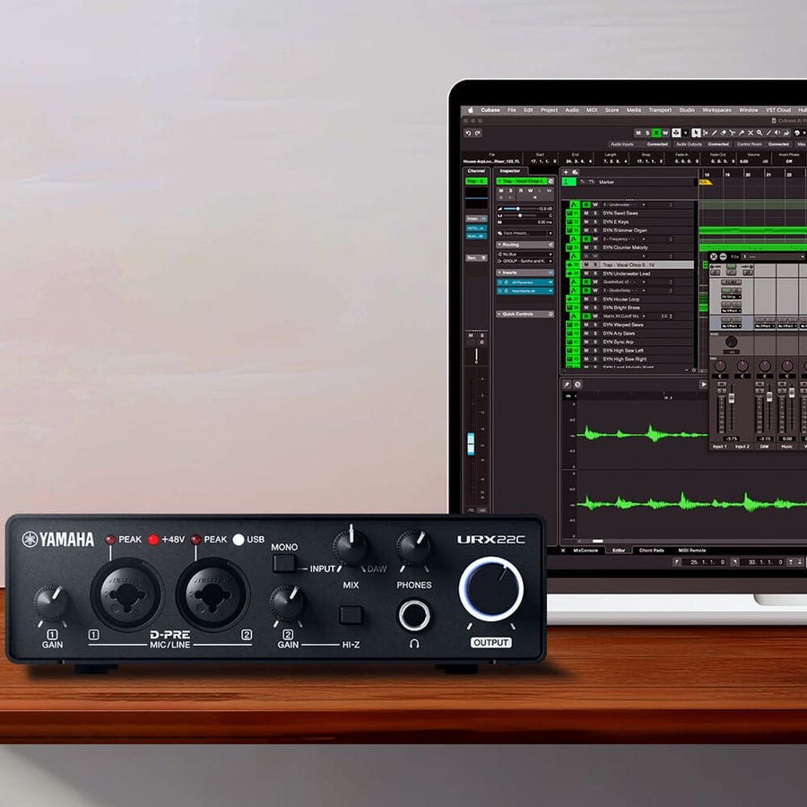 Yamaha URX22C, 32-Bit USB-C Recording & Streaming Audio Interface with MIDI