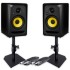 KRK Rokit Classic 5 (Pair) + Desktop Monitor Stands + Leads Bundle