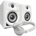 Pioneer DM-40 White Active DJ Monitors + HDJ-CUE1BT-W Headphones Bundle