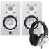 Yamaha HS5 White Active Studio Monitors (Pair) + HPH-MT5 White Headphones Bundle