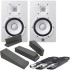 Yamaha HS7 White Active Studio Monitors, Isolation Pads & Leads Bundle