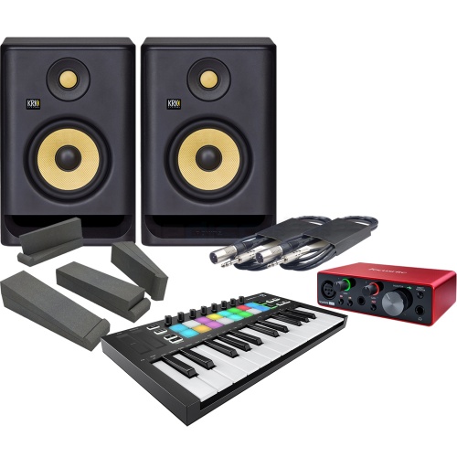 Novation Launchkey Mini MK3, Focusrite Scarlett Solo G3 & KRK RP5 G4