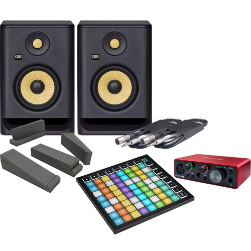 Novation Launchpad Mini MK3, Focusrite Scarlett Solo G3 & KRK RP5 G4