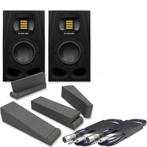 Adam Audio A4V Active Studio Monitors + Isolation Pads + Leads Bundle