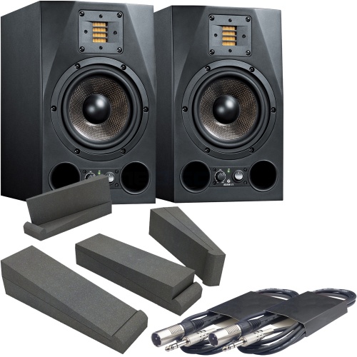 Adam Audio A7X Active Studio Monitors + Isolation Pads + Leads Bundle