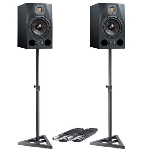Adam Audio A7X Studio Monitors + Iso-Acoustic 155 Stands + Leads 