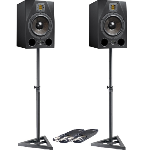 Adam Audio A8X Active Studio Monitors, Stands & Leads Bundle Deal