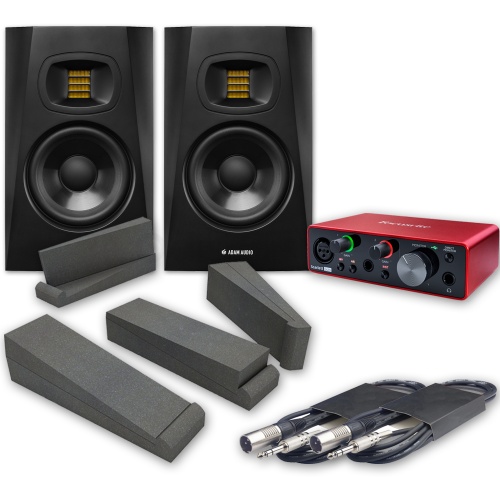 Adam Audio T5V (Pair) + Focusrite Scarlett Solo 3rd Gen, Pads & Leads
