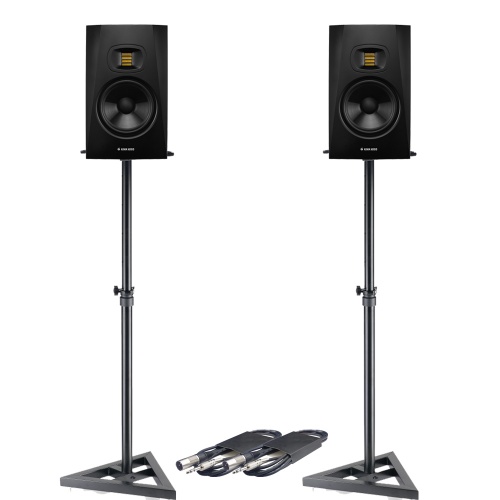 Adam Audio T5V Studio Monitors + Stands & Leads Bundle