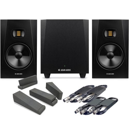 Adam Audio T10S Sub + T8V Studio Monitors, Pads & Leads Bundle