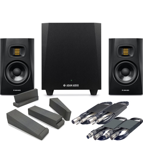 Adam Audio T10S Sub + T5V Studio Monitors, Pads & Leads Bundle