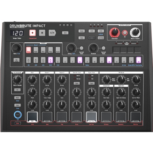 Arturia DrumBrute Impact Noir, Compact Analogue Drum Machine & Sequencer