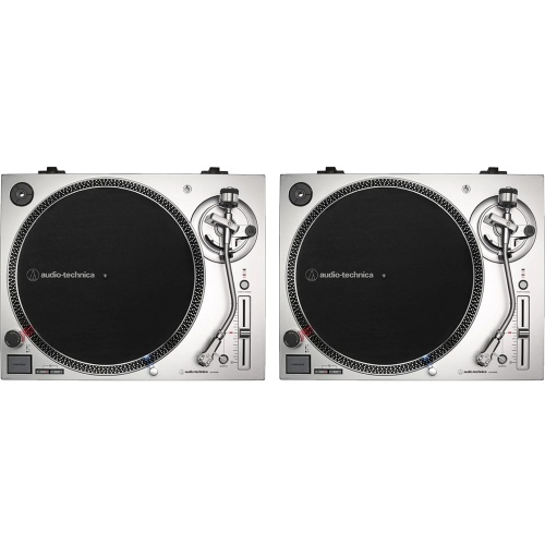 Audio Technica AT-LP120XUSB Silver, Direct Drive DJ Turntables (Pair)