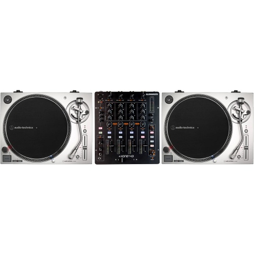 Audio Technica AT-LP120XUSB Silver, Direct Drive DJ Turntables (Pair) + Allen & Heath Xone 43 Mixer Bundle Deal