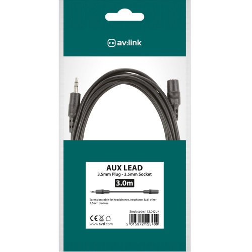 AV:Link 3.5mm MiniJack Headphone Extension lead (3mtr)